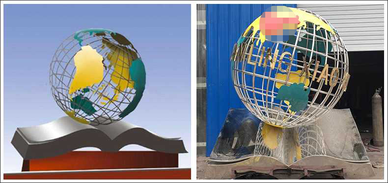 不銹鋼地球，景觀地球雕塑，學(xué)校地球儀擺件